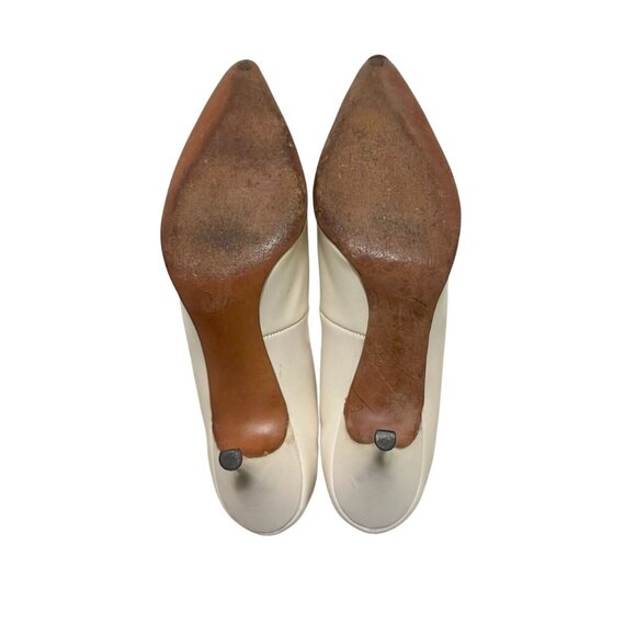 Vintage 1950s Mr. Herbert Ivory Leather Cutout Pumps Couture Footgear - Picture 8 of 12
